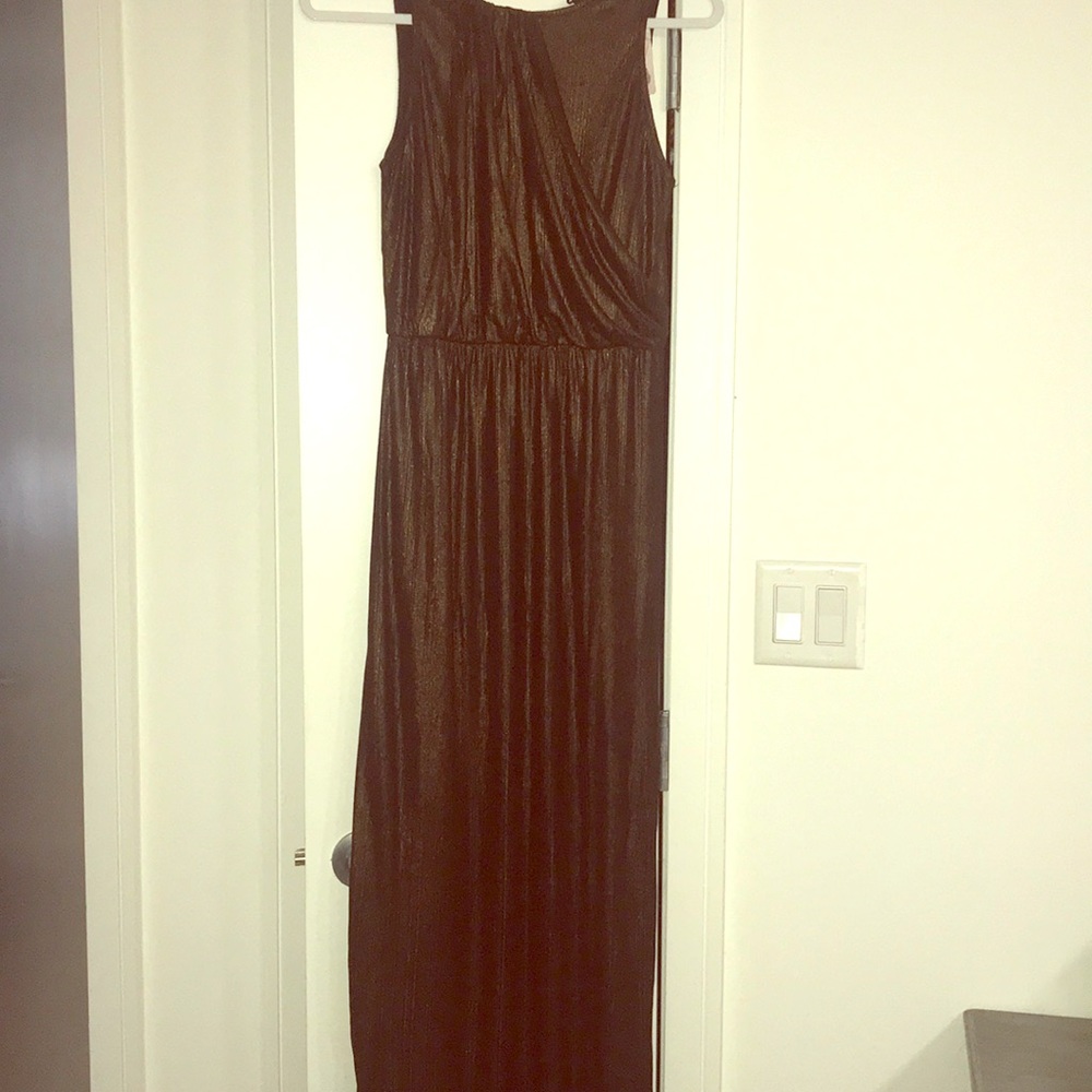 Bronze metallic maxi dress
